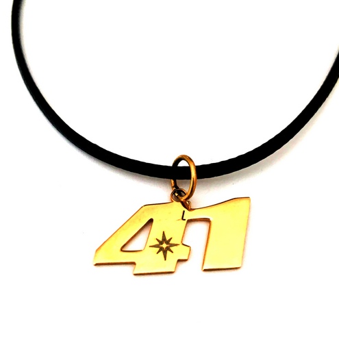 Stainless Steel Pendent Number 41 Aleix Espargaro&#039; Gold Plated 18kt