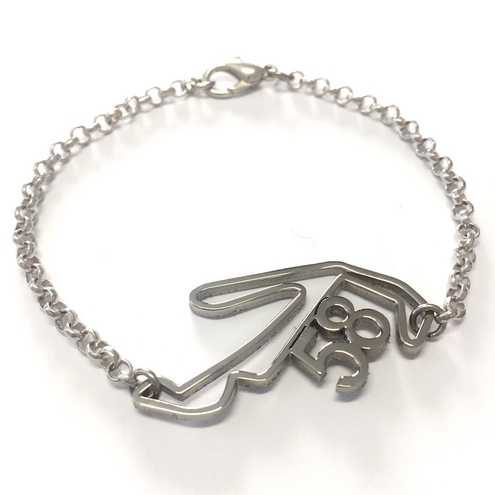 Stainless Steel Bracelet with Misano Circuit with 58 number and Rolo� Chain