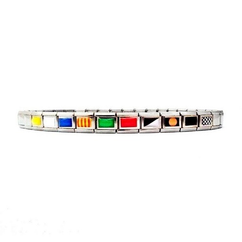Stainless Raceflag steel bracelet with resin-coated sticker flags