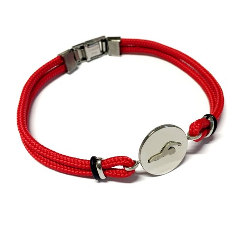 Stainless Steel Swimming Round Bracelet Red Cord