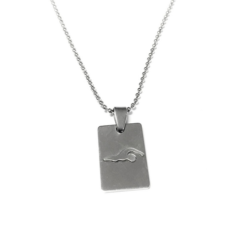 Stainless Steel Rectangular swimming necklace pendant