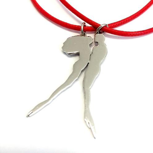 Swimming pendant YOU and ME in sterling silver 925
