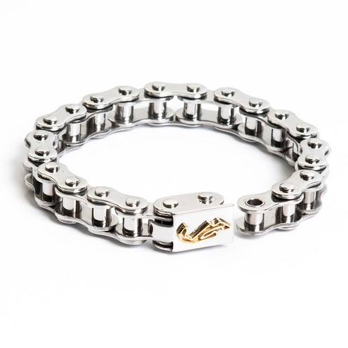 Stainless Steel Biker bracelet with Misano circuit in Gold 18kt