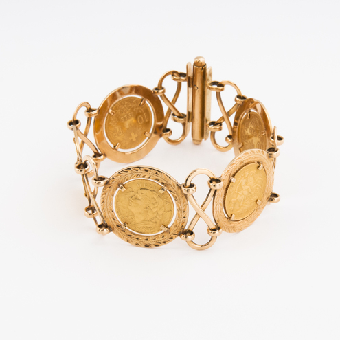 Vintage bracelet in gold 18kt with coins