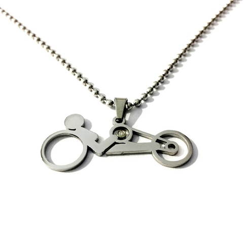 Stainless Steel Handbike necklace with balls chain and diamond