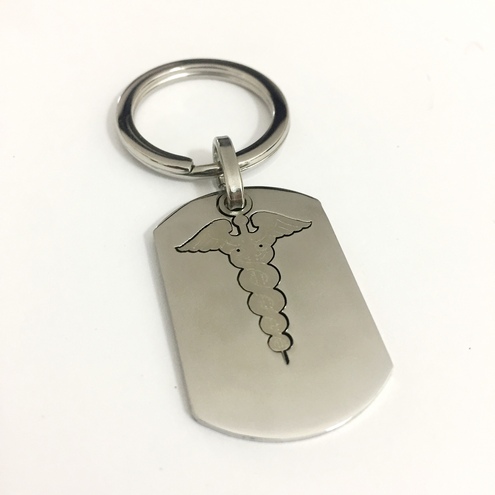 Stainless steel Caduceo keyring customized