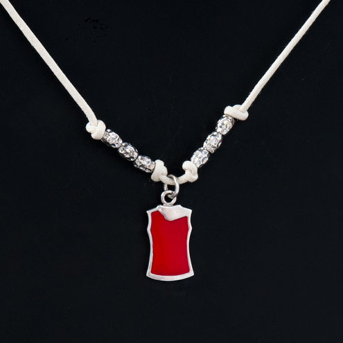 Women's Volleyball Jersey Tank Top Pendant in 925 Silver and Red Enamel