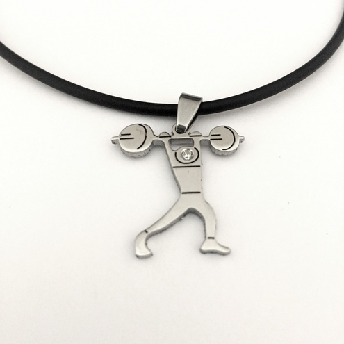 Stainless Steel Bodybuilder Necklace Pendant with diamond