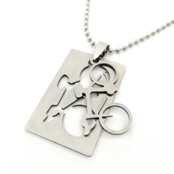 Customizable Cycling Plate Necklace in Stainless Steel 