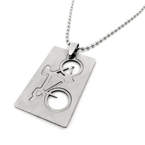 Customizable Cycling Plate Necklace in Stainless Steel