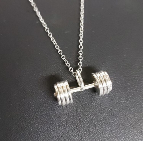 Gym weights necklace in sterling silver 925