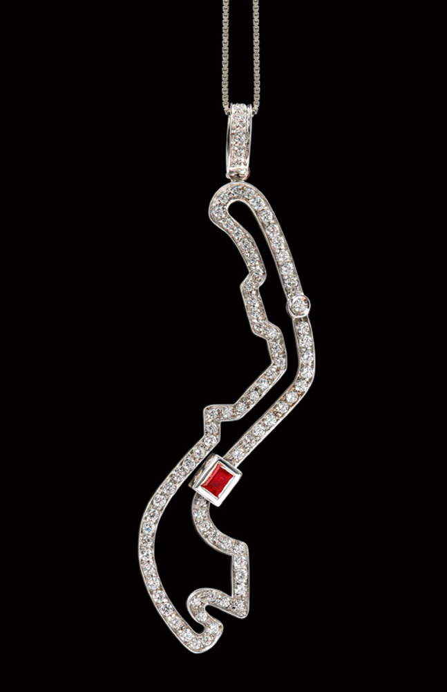 Pendent Montecarlo Circuit in gold 18kt with diamonds  