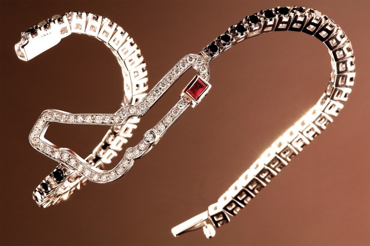 Bracelet "Pole Position" Monza circuit in gold 18kt with diamonds