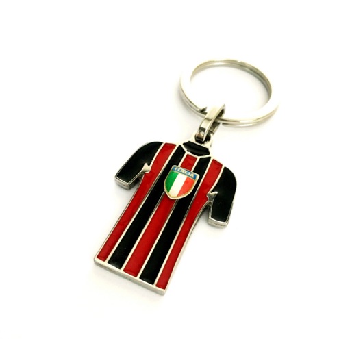 Red Black Stainless Steel Keychain with  Italy Shield customizable