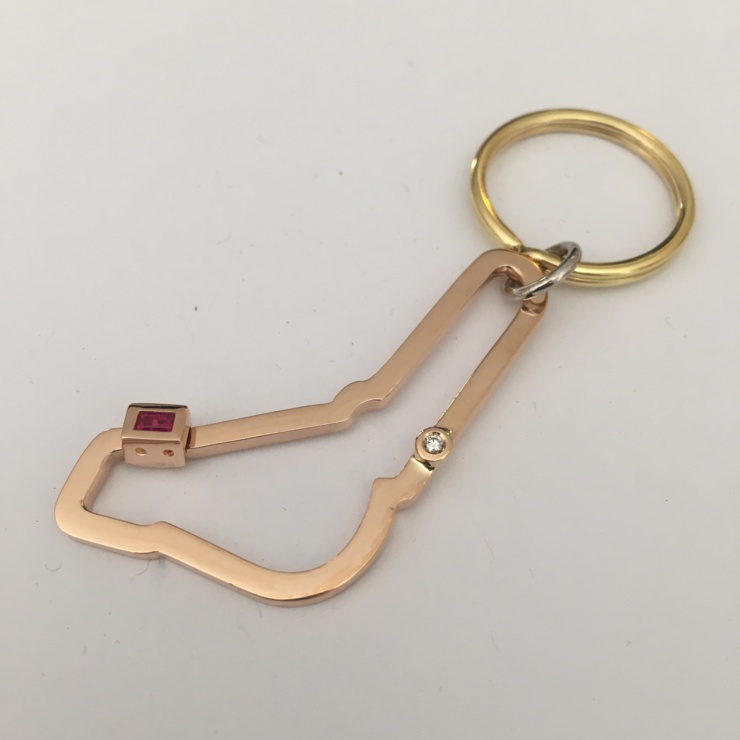 Keychain with Monza circuit three 18kt gold, diamond and sliding 