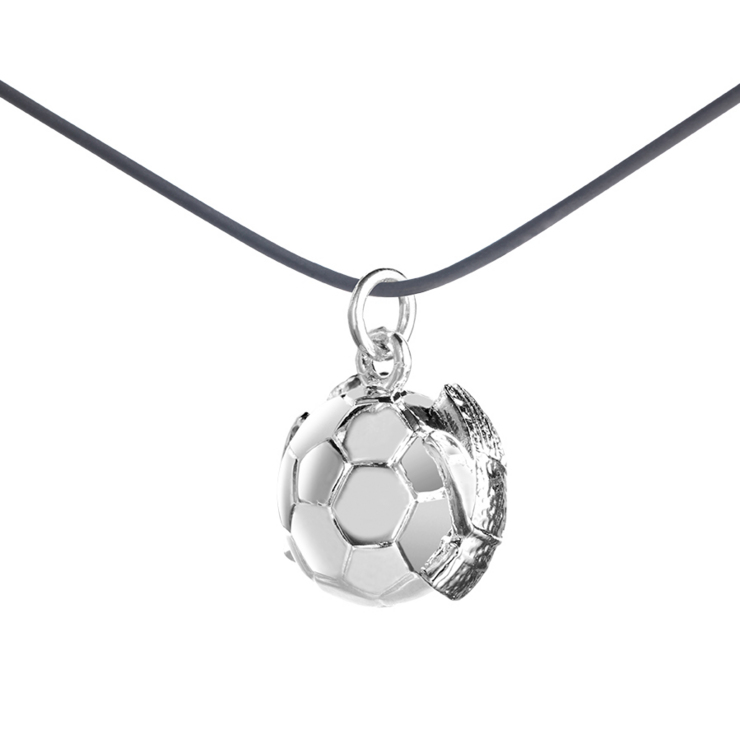 Customizable ball pendant and goalkeeper gloves in rhodium-plated bronze