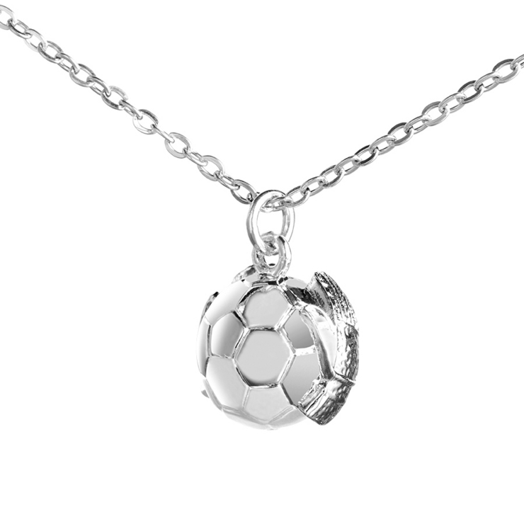 Customizable goalkeeper pendant on gloves in rhodium-plated bronze with stainless steel chain