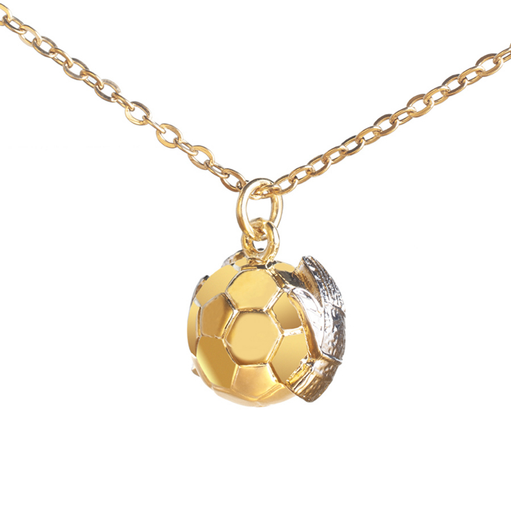 Customizable goalkeeper pendant on gloves in 18kt yellow and white gold plated bronze