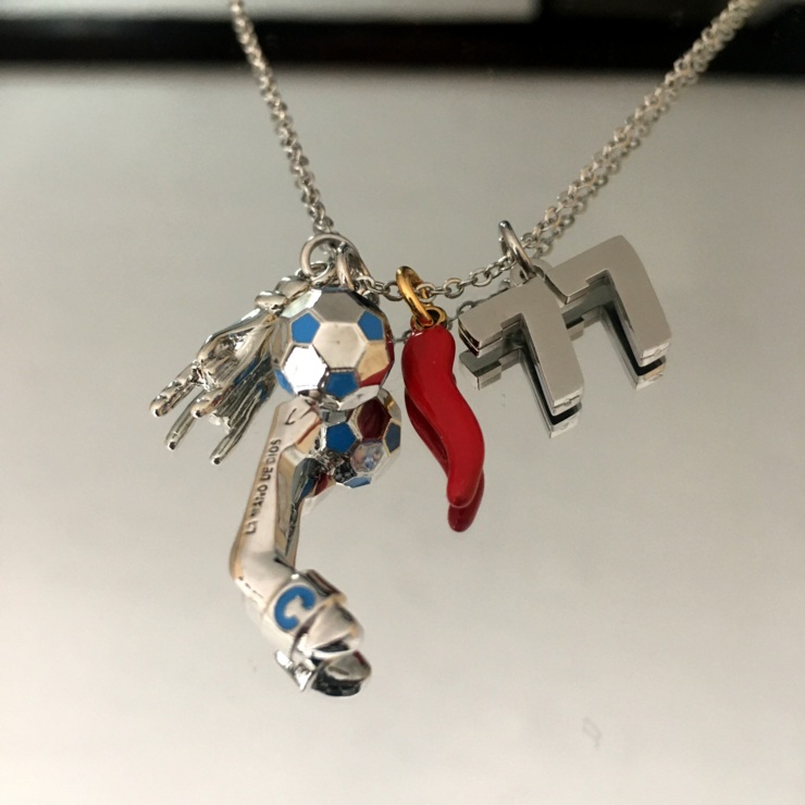 Mano de Dios necklace, Horns, Cornetto, 77 in steel