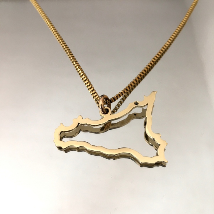 Sicily Silhouette necklace in yellow gold 18kt with Tindari black diamond