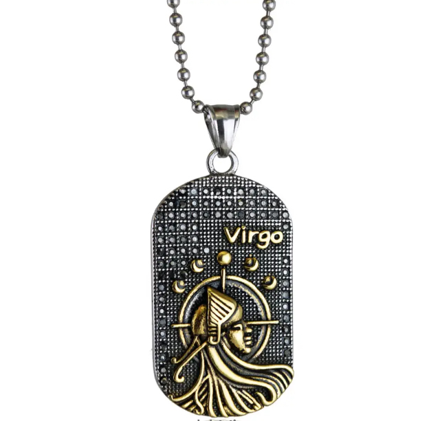 VIRGO zodiac sign necklace (August 23-September 22) in 14kt gold-plated 316L steel, customizable