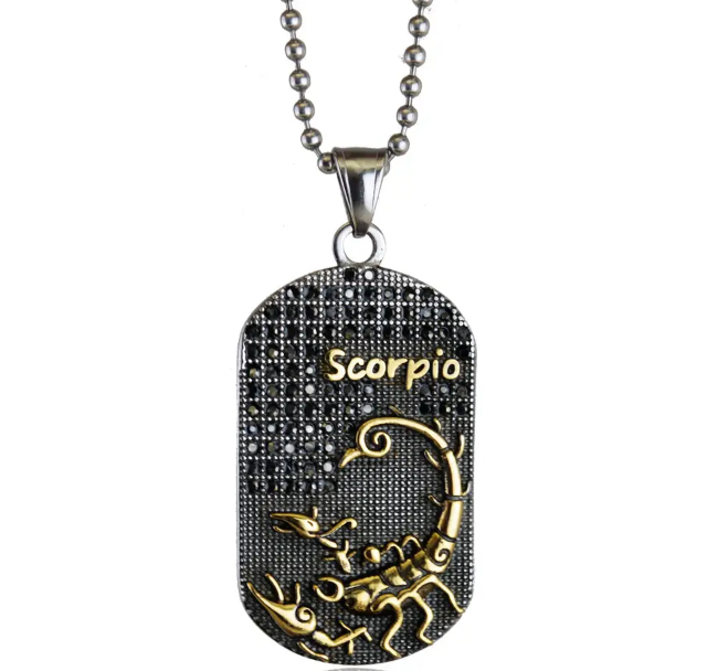 SCORPIO zodiac sign necklace (October 23 - November 22) in 14kt gold plated 316L steel, customizable