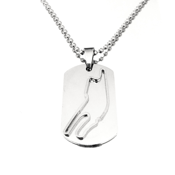 Necklace with plate and Le Mans circuit in stainless steel customizable 