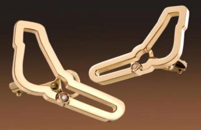 Earrings with Monza circuit in 18kt gold and diamond at the start