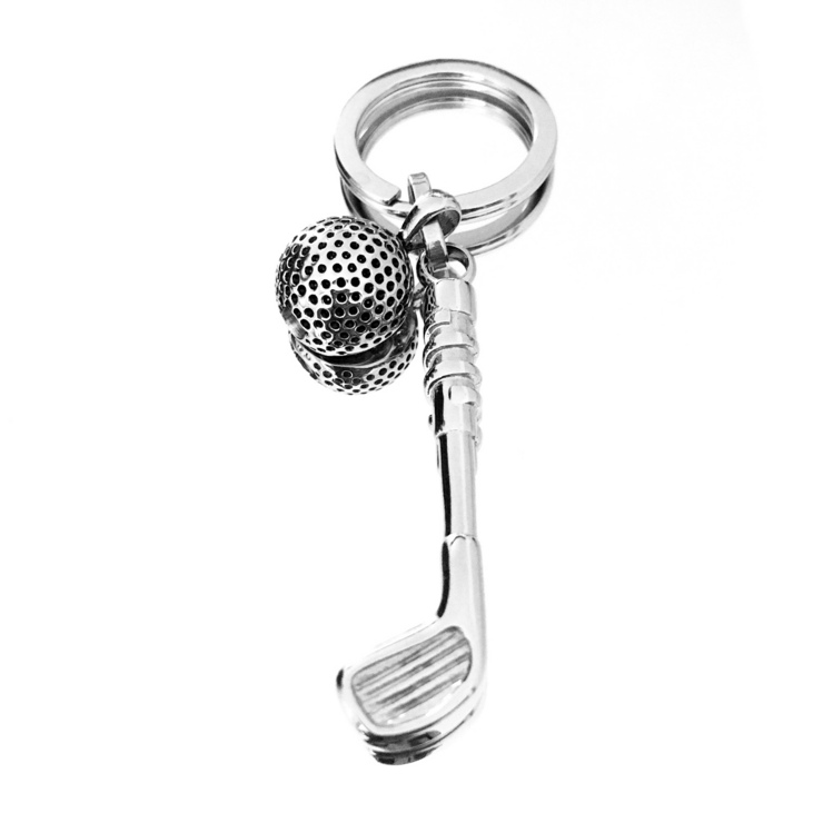 Stainless Steel golf ball and club key ring