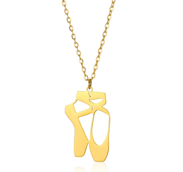 Customizable ballerina shoes pendant in gold-plated stainless steel