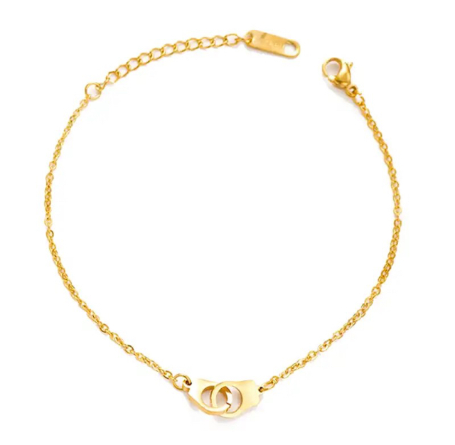 Gold plated stainless steel handcuffs bracelet  