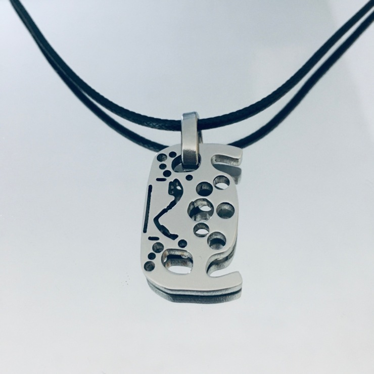 Formula 1 steering wheel pendant in stainless steel with Monte Carlo circuit silhouette
