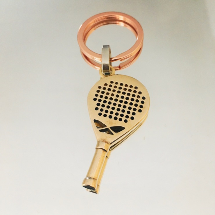 Padel racket key ring in 3 colours, pink, white, yellow