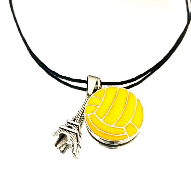 Stainless Steel water polo necklace with Eiffel Tower