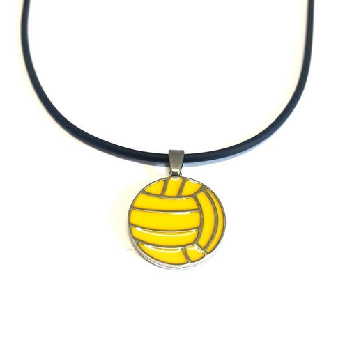 Stainless Steel Water Polo Ball Pendant with yellow Enamel