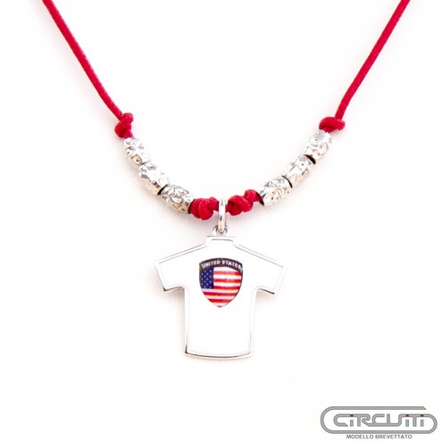 USA Jersey T-Shirt Necklace Pendant in Silver 925