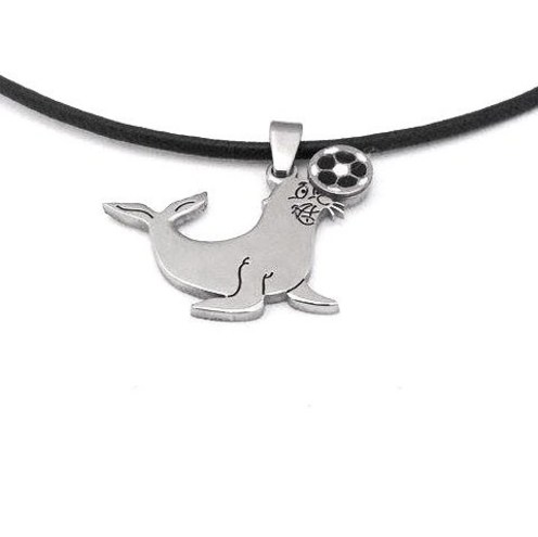 "Monk Seal" Pendant Marco Nappi with Ball Enammeled Black and White