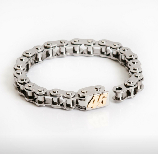 Stainless Steel Biker Bracelet with number 46 in yellow gold 18kt