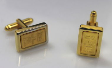 Gemelli in oro 750 con lingotti Credit Suisse numerati 
