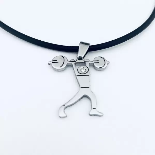 Ciondolo Bodybuilder in acciaio con diamante  