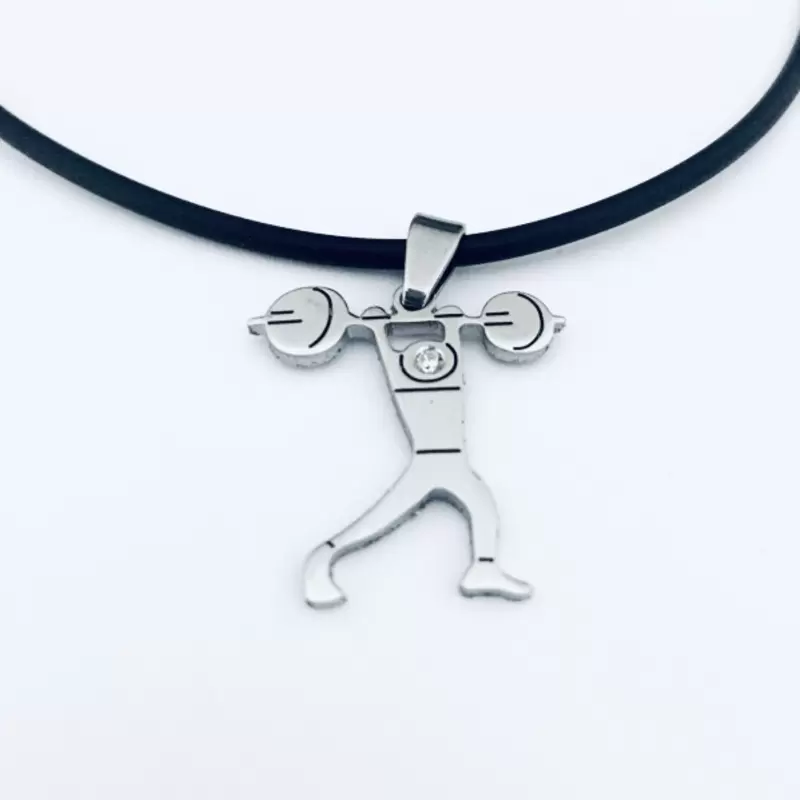 Colgante culturista en acero con diamante