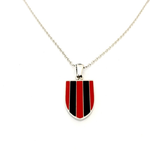 Ciondolo scudetto rossonero in acciaio personalizzabile sul retro