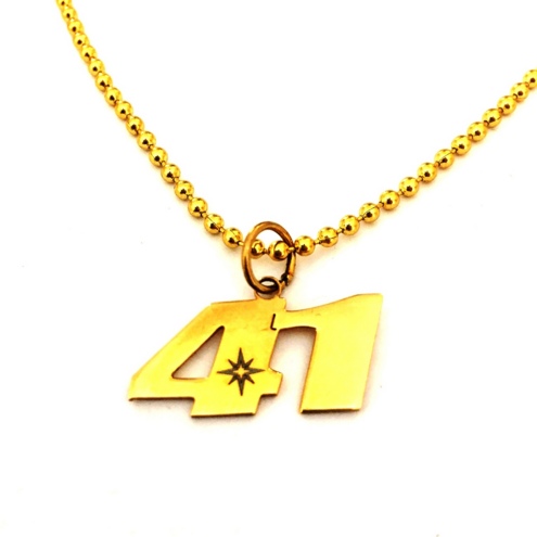 Collier avec pendentif 41 Aleix Espargaro en acier plaqué or
