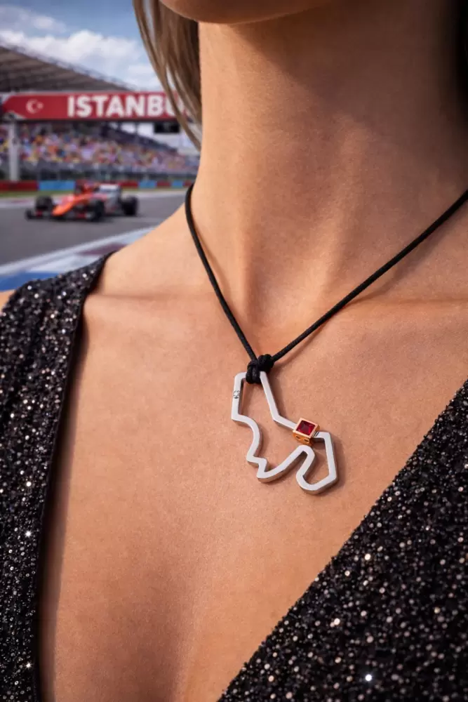 Ciondolo circuito di Istanbul in oro bianco 750 e diamante  