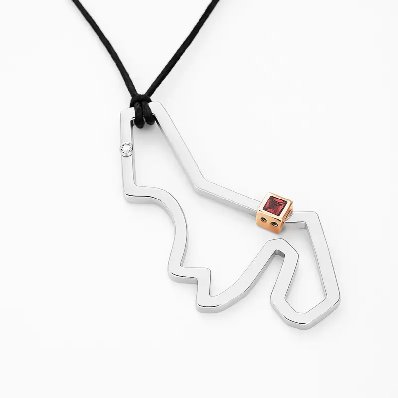 Pendentif circuit Istanbul en or blanc 750 et diamant