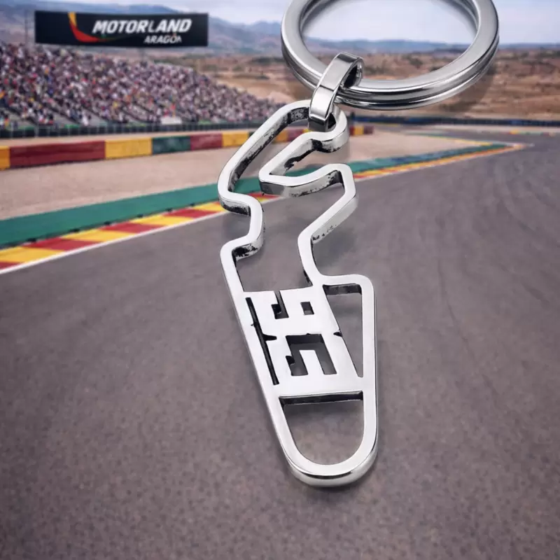 Portachiavi con Circuito di Aragona e numero 93 in acciaio