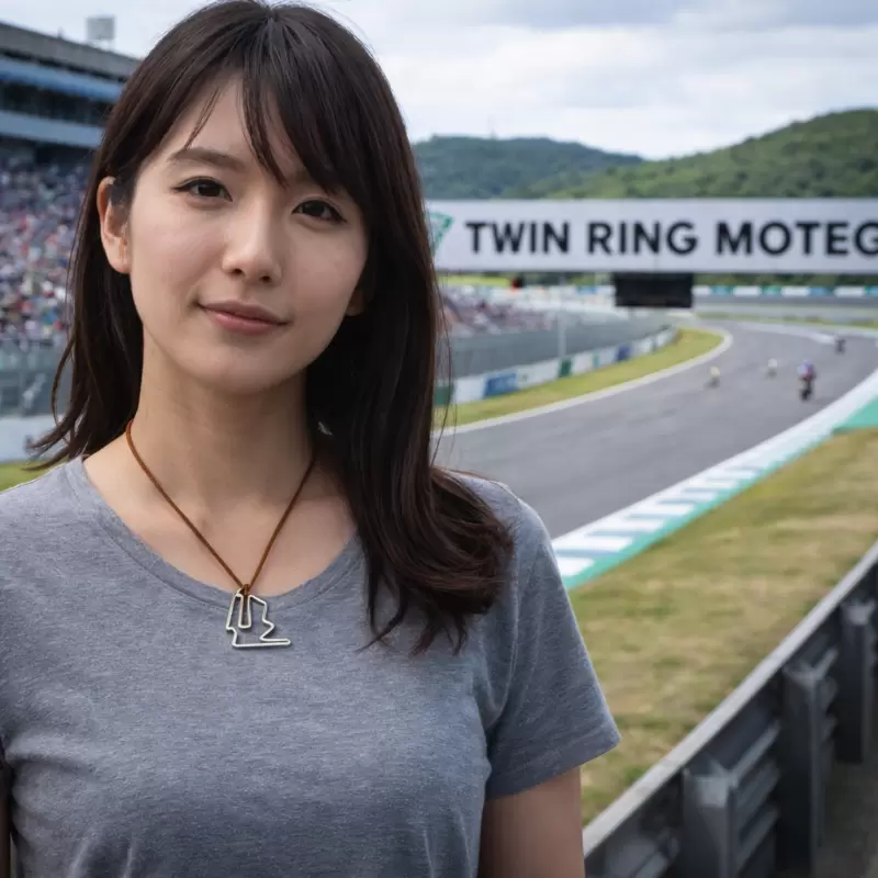 Ciondolo circuito Twin Ring Motegi in acciaio grandezza cm.3