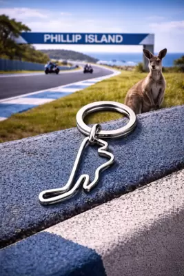Portachiavi circuito di Phillip Island in acciaio cm.5 