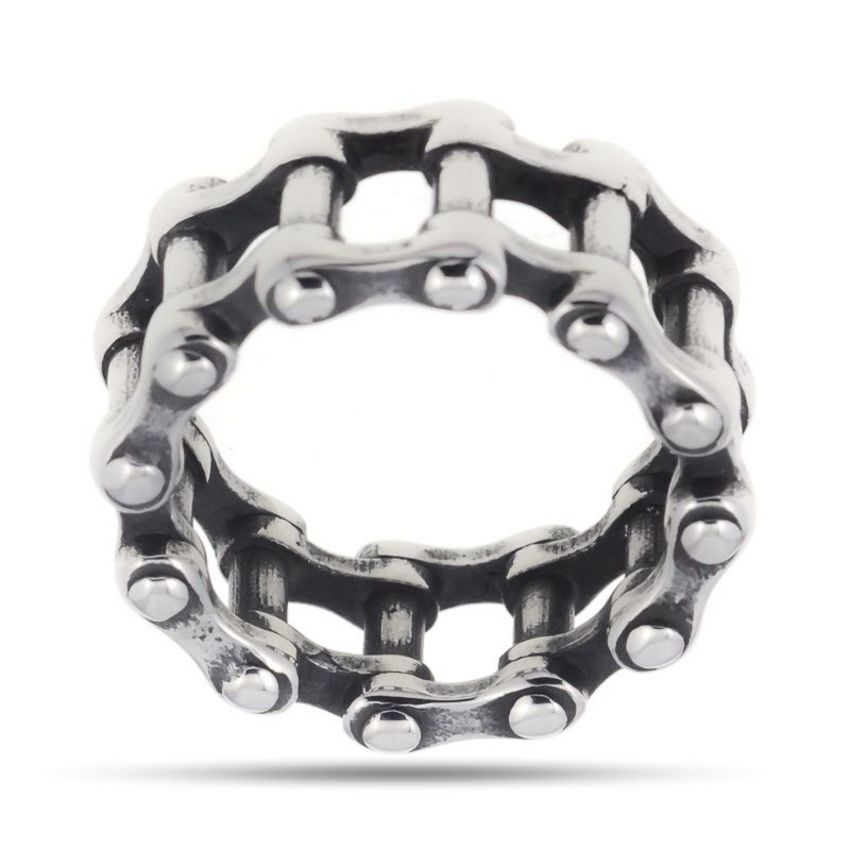 Anello Biker in Acciaio brunito  
