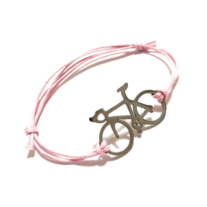 Braccialetto con bici da corsa in oro bianco 750  
